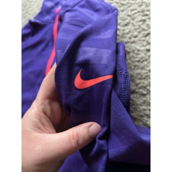 Nike Pro DRI FIT Women's Long Sleeve Shirt Purple Size MEDIUM 1/2 zip UP - Picture 3 of 5